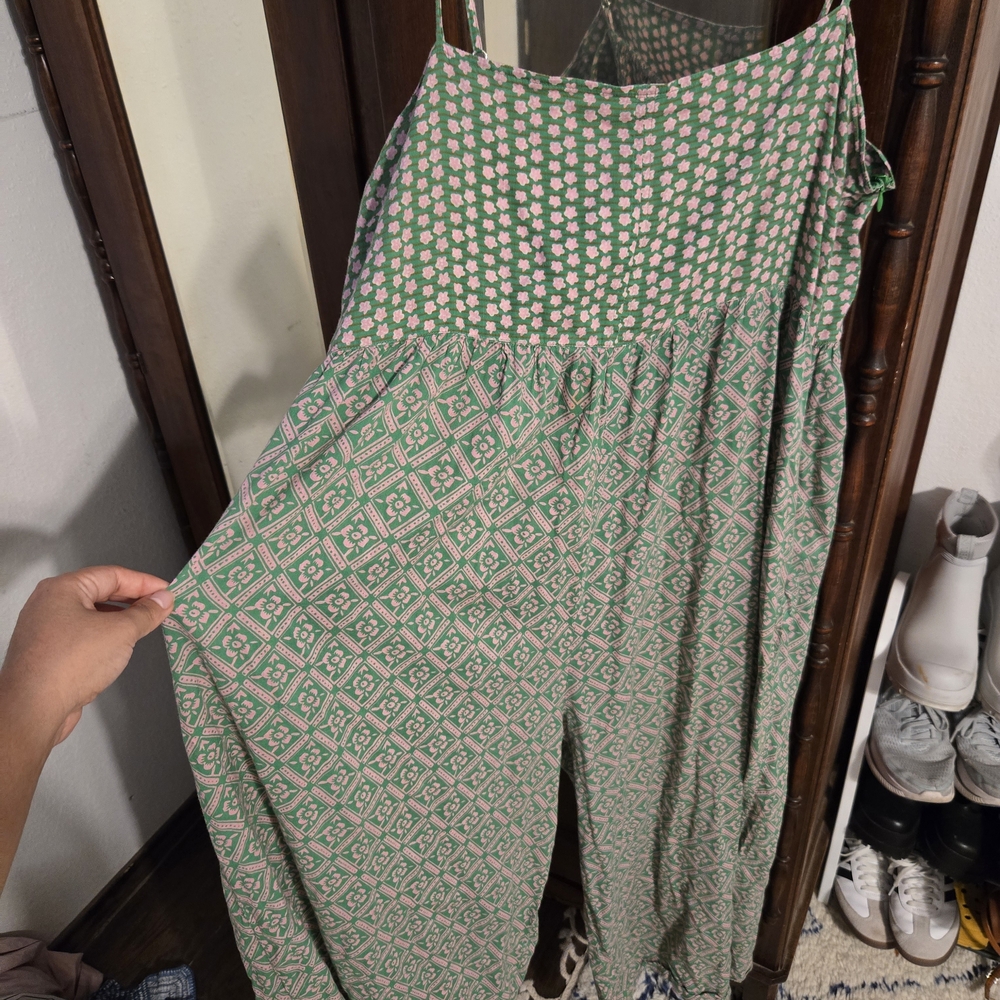 Roller Rabbit Geometric Green and Pink Jumpsuit